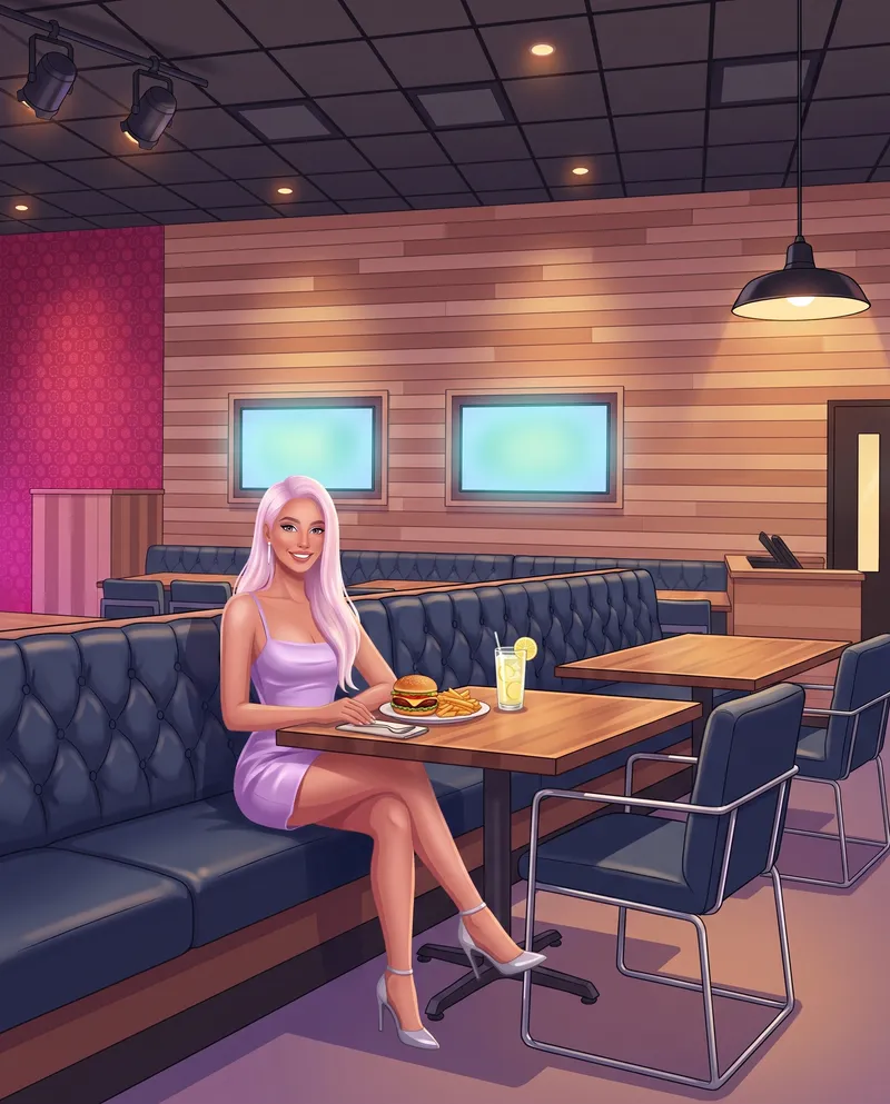 Woman at supper on the banquette at MATCH